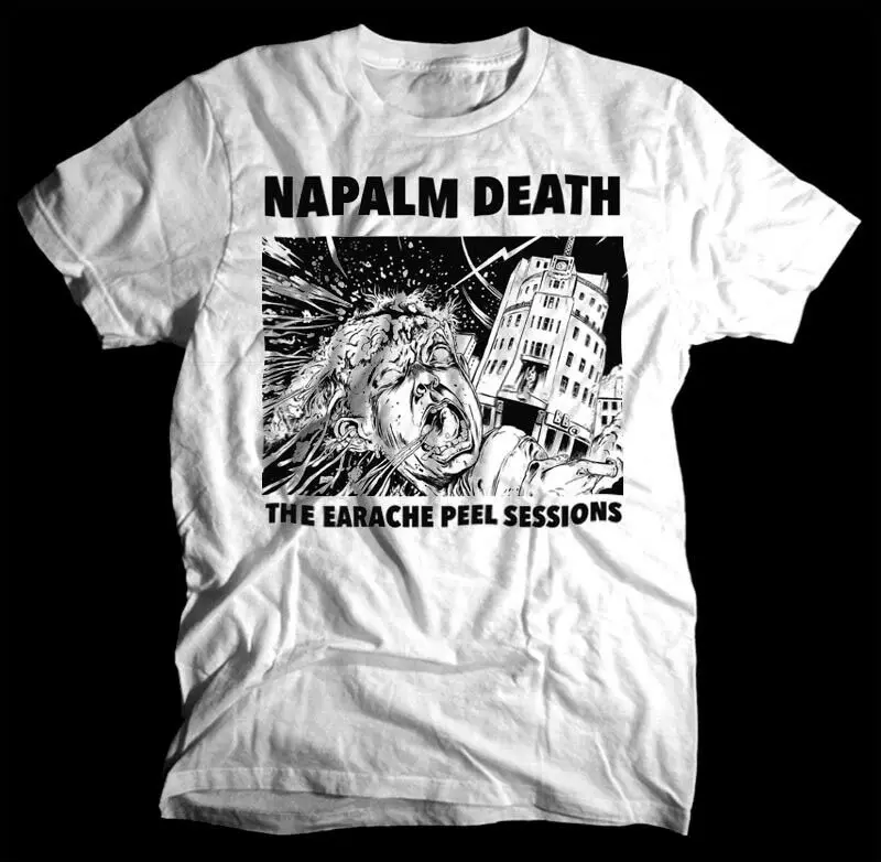 Napalm Death "в ухе корки занятий" белая футболка из хлопка все размеры S-5XL новые Мода странные