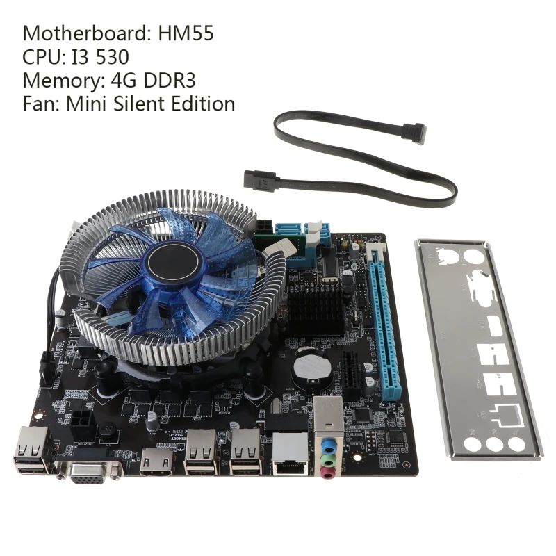 

1Set HM55 Computer Motherboard I3 I5 Lga 1156 4G Memory Cooler Fan Atx Desktop Computer Mainboard Game Assembly Accessories Kit
