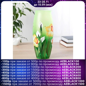 

Vase Narcissus painted on stained glass, d-7