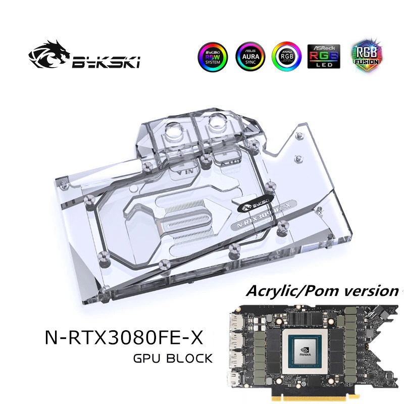 Bykski GPU водный блок для NVIDIA RTX 3080 основатели оригинальный PCB радиатор + задняя
