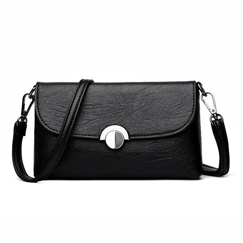Женская сумка-мессенджер, женские кожаные сумки, Новые однотонные женские сумки от известных брендов, сумка-клатч, женская сумка - Цвет: BLACK