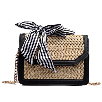 

Women Ribbon Straw Bag Female Summer Rattan Handbag Ins Popular Lady Casual Clutch Bag Travel Handmade Knitted Crossbody