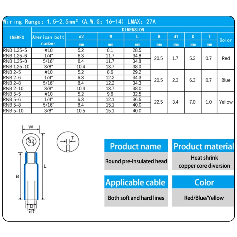 25PCS Heat shrink RV Ring Insulated Terminals Wire Cable Connectors Electrical Wiring Crimp Terminals