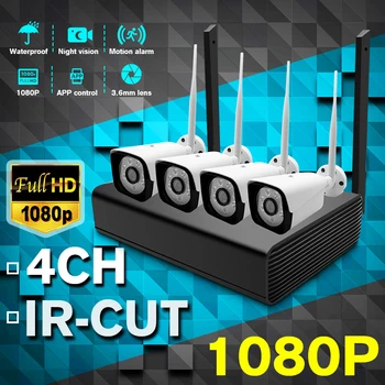 

H.264 HD 1080P 4CH Wireless NVR Kits 8MP WIFI Outdoor IP Camera P2P CCTV HDMI Video Surveillance Security System Alarm Free APP