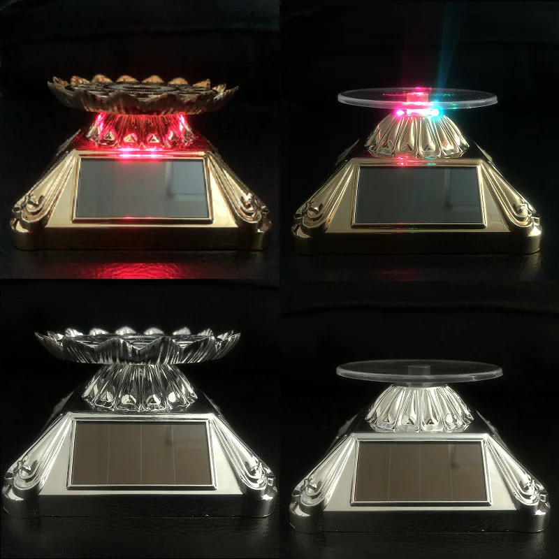 2021 Fashion New Direct Sales Solar Lotus Rotating Display Stand Led Jewelry Tray Jewelry Tray Acrylic Display Stand
