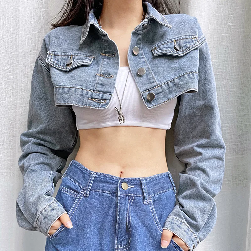 Casual Extra Short Jean Jacket Women 