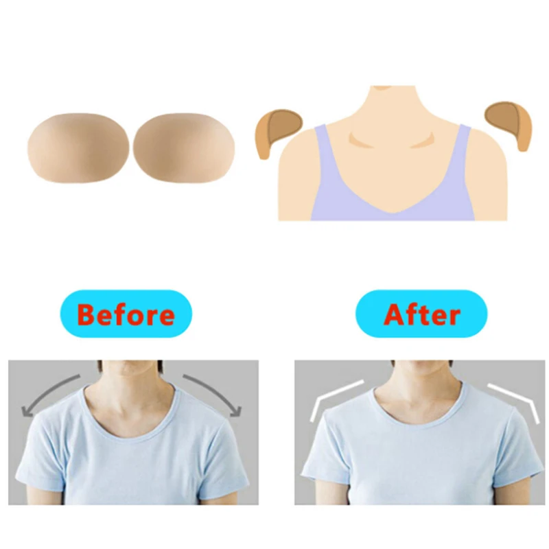

1 Pair Soft Shoulder Pads Foam Silicone Padded Shoulder Padding Shoulder Push up Pads Adhesive Shoulder Enhancer