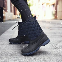 Модные женские водонепроницаемые Нескользящие теплые защитные ботинки для прогулок зимние сапоги с эластичной лентой, зимние сапоги, сохраняющие тепло
