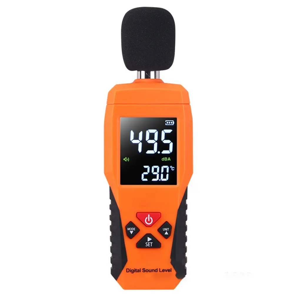 Цифровой Уровень звукового дБ метров 30dB~ 130dB Decibe Шум регистратор детектор, для диагностики инструмент Температура тестер с Подсветка