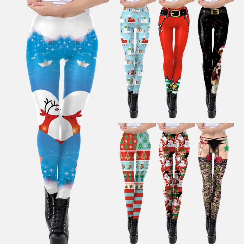 3D Digital Printing Christmas Leggings Women Fashion Funny Sexy Printed Elastic Skinny Leggings Xmas Gift pants winter