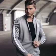 Мышцы брат спортивные Повседневное пальто Для Мужчин's на осень-зиму со стоячим воротником Топы Кардиган с застежкой-молнией Фитнес свитер