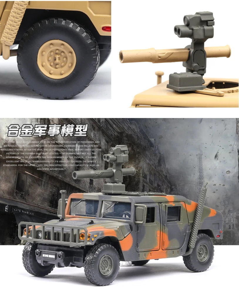 1:32 Hummer M1046 армейский бронеавтомобиль музыкальная с подсветкой машина литые игрушечные машинки горячее колесо модель автомобиля металлический корпус