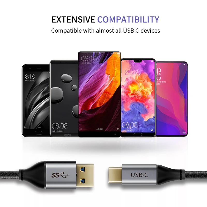 Новинка, кабель usb type-C для USB3.0, Кабель AM 5 Гбит/с, зарядка и синхронизация с нейлоновой курткой, Galaxy Note 8, Galaxy S8, C021