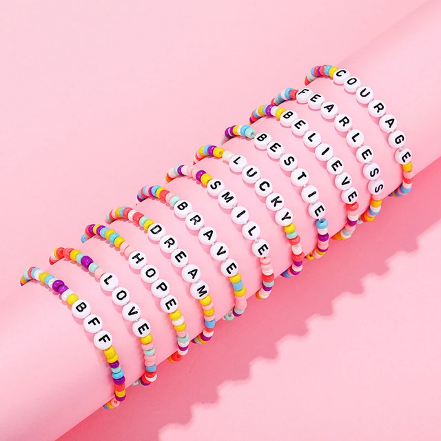 Pulsera de cuentas con letras personalizadas en colores pastel para niños y  mujeres, pulsera con nombre personalizado para niños, pulsera con cuentas,  pulsera delicada para niñas, -  México