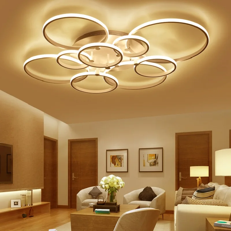 Супер светодиодные потолочные люстра поверхностного монтажа светильник для гостиной спальни,белый/коричневый с пультом