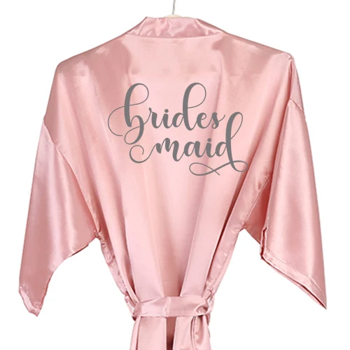 Темно-розовый халат Атласный Женский атласная сумочка для невесты косметическая сумка для макияжа подарок для помолвки свадебное кимоно для вечеринок халаты - Цвет: bridesmaid