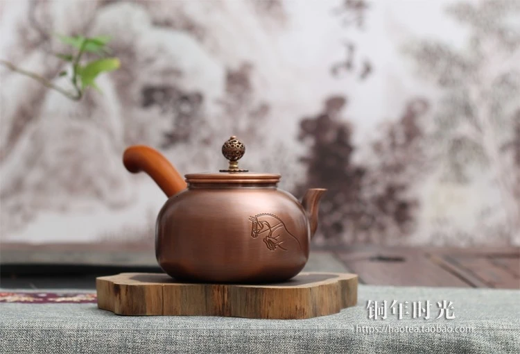 Copper side pot pure copper urgent whisker pure handmade teapot small capacity with long handle copper pot