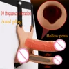 Hollow Silicone Strapon Dildo Vibrator for Men Gay Double Penetration Strap on Dildo Anal Clitoris Stimulator Penis Pump Extend 1