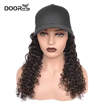

Doores Hair Curly Human Hair Wig with Black Hat New Arrival Brazilian Human Hair Wigs 10-24" Remy Hair