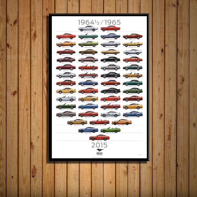 1 Ford Mustang 50th юбилейный автомобиль Evolution диаграмма мышечная художественная живопись Шелковый Холст плакат настенный домашний декор - Цвет: 1