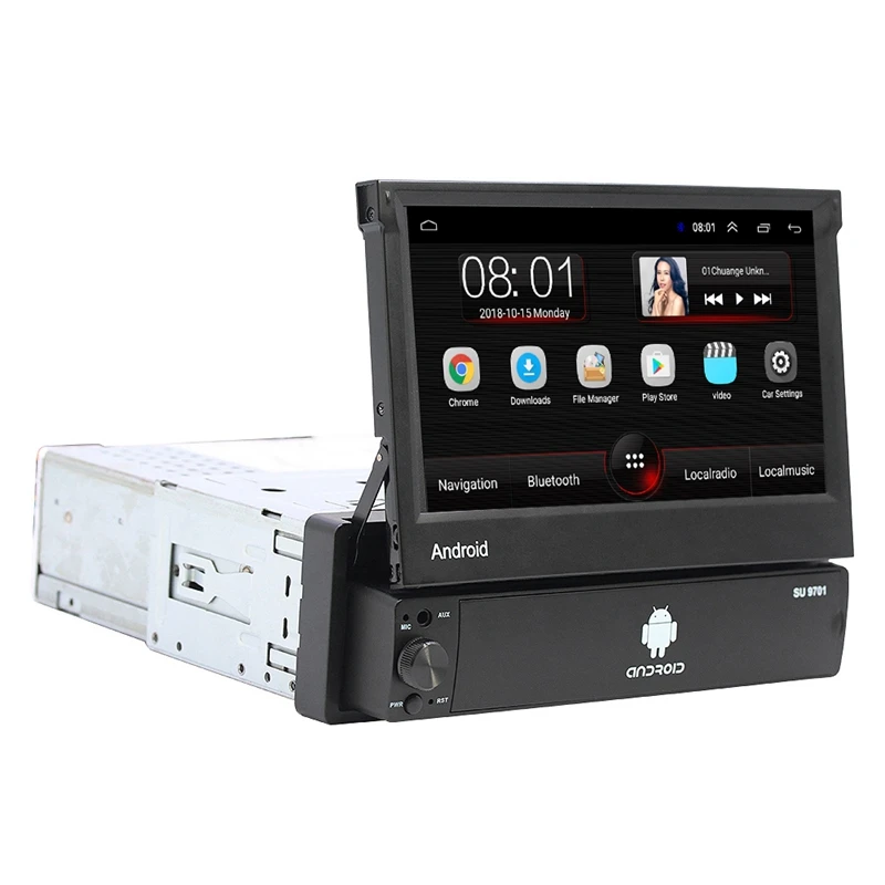 7 дюймов Android 8,1 Автомагнитола 1 Din MP5 плеер+ Wifi+ gps+ Bluetooth+ AM/FM Автомобильный мультимедийный плеер+ 4LED камера