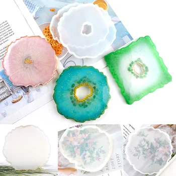 

Transparent Coaster Resin Casting Molds Silicone Epoxy Irregular Geometry Coaster Mold Making Mould Tool DIY Accessories