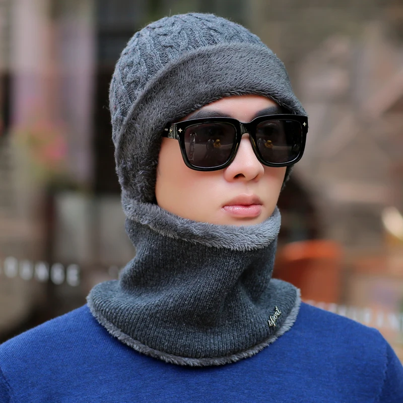 Зимние шапки для мужчин Skullies Beanie шапка зимняя шапка мужской женский шерстяной шарф шапка s Набор Балаклава маска Knitted шапка вязаная шапка