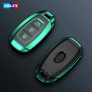 

Soft TPU Carbon Fiber Car Remote Key Case For Hyundai Santa Fe TM i30 Ix35 KONA Encino Solaris Azera Elantra Grandeur Accent Fob