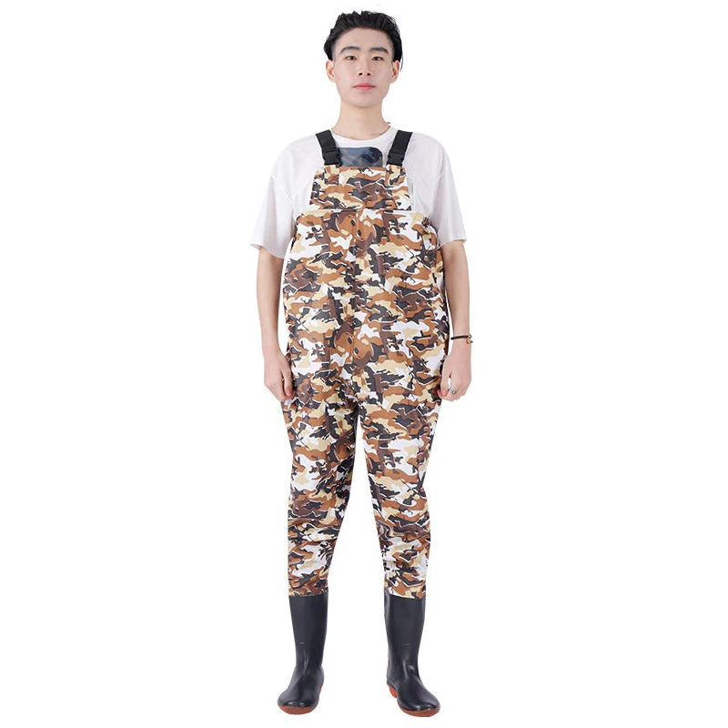 Outdoor Winter fishing Waterproof pants 75 silk Thick material fishing boots suit Wading rubber boots waders shoes pants