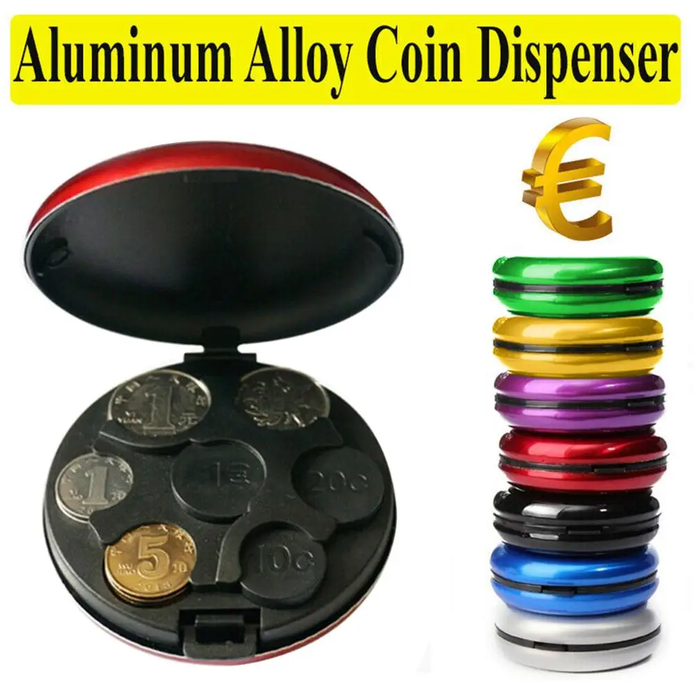 

Round Alloy Coin Storage Dispenser Holder Display Small Storage Box Collecting Souvenir Wallet #2S16