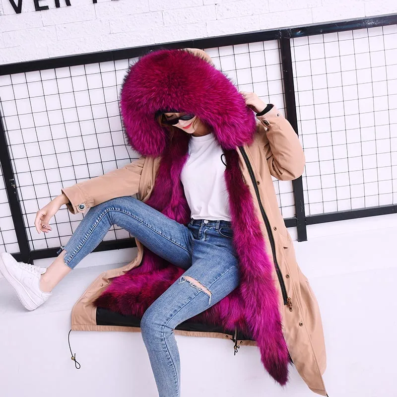 winter fashion real fox hair liner detachable women real fox fur collar warm hooded high quality women fur coat parka
