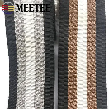 

3M 5cm 1.5mm Thick Printed Gold Silver Stripe Webbings Tapes Knapsack Bag Strap Ribbons for DIY Clothes Bias Binding Accessories