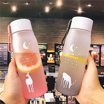 

Cute Deer Pattern 560ml Water Bottle for Girl Biking Travel Portable Water Bottles Plastic Leak Proof Drink Bottle