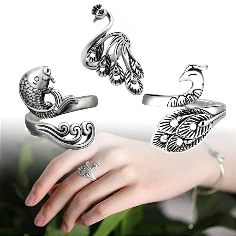 Adjustable Peacock Shape Knitting Loop Crochet Ring for Women Tool Finger Wear Thimble Sewing Jewelry Accessories | Украшения и