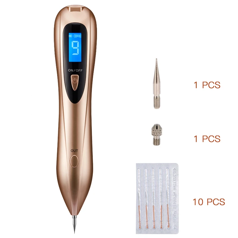 Mole Removal pen 1 Лазерная плазменная ручка с 20 иглами, ручка для удаления пятен, 9 уровень, ЖК-дисплей, машина для удаления молей лица, темная бородавка, тег для удаления татуировок, уход за кожей - Цвет: Mole Removal pen 1