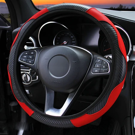 Red Автомобильный чехол на руль Volant Carbon гибкие на рулевом колесе Funda volante 5 цветов авто Стайлинг без внутреннего кольца - Название цвета: Red