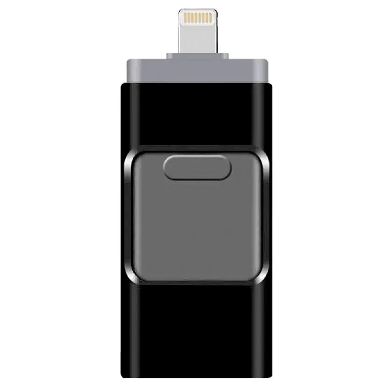 Usb iPhone флэш-накопитель Usb флеш-накопитель 3 в 1 Освещение USB 3,0 зашифрованный флеш-накопитель 16 Гб для Apple IOS, Android и ПК - Цвет: Black