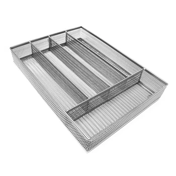 

Mesh Cutlery Tray Modern Silverware Holder Flatware Organizer Spoon Drain Drawer Large Capacity 5 Compartments Storage Hotel