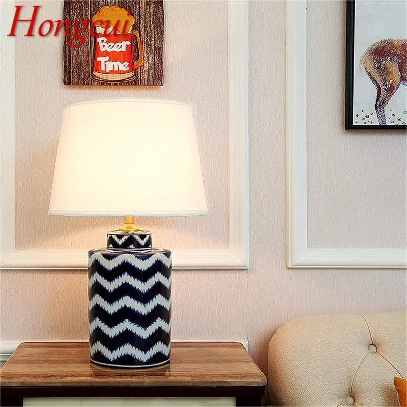 

Hongcui Ceramic Table Lamps Luxury Copper Fabric Desk Light for Home Living Room Dining Room Bedroom Office
