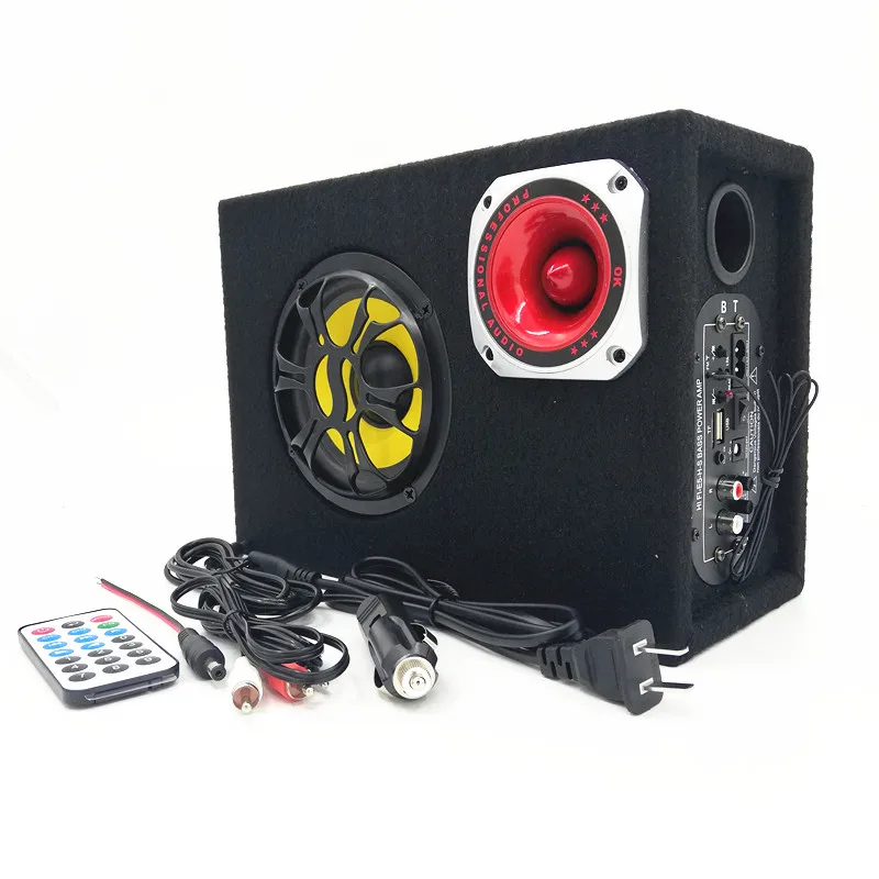 товары для автомаби  5 inch Cabinet Speaker 12V/220V Car Audio Hifi Active Booster Speakers KTV Boom Stage Subwoofers Portable