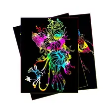 10 шт. Волшебная цветная радужная бумага для скретч арта набор карт Детские Картины Сделай Сам трафарет искусство с игрушкой граффити для рисования палочка V5Q4