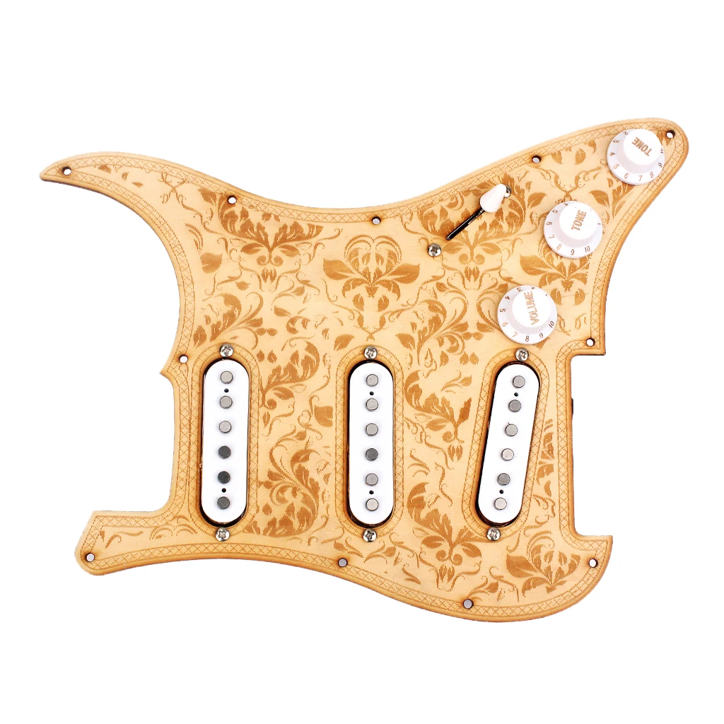 Loaded Alnico V Pickguard SSS Maple Carved White for ST Guitar Durable Wood
