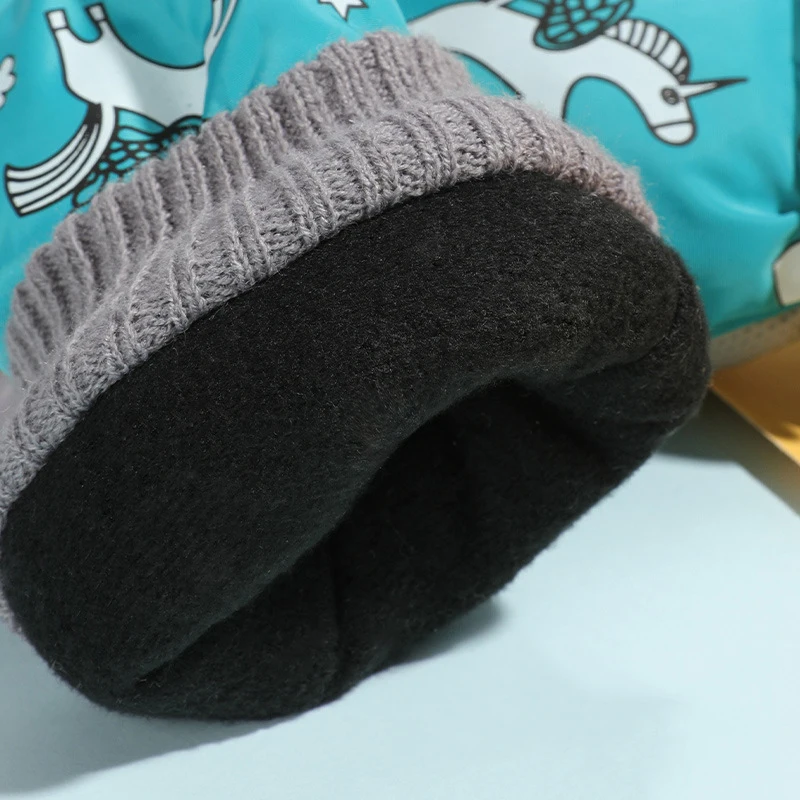 Kid Gloves Boy Girl Winter Warm Skiing Accessory Cartoon Unicorn Waterproof Outdoors Fleece Lining