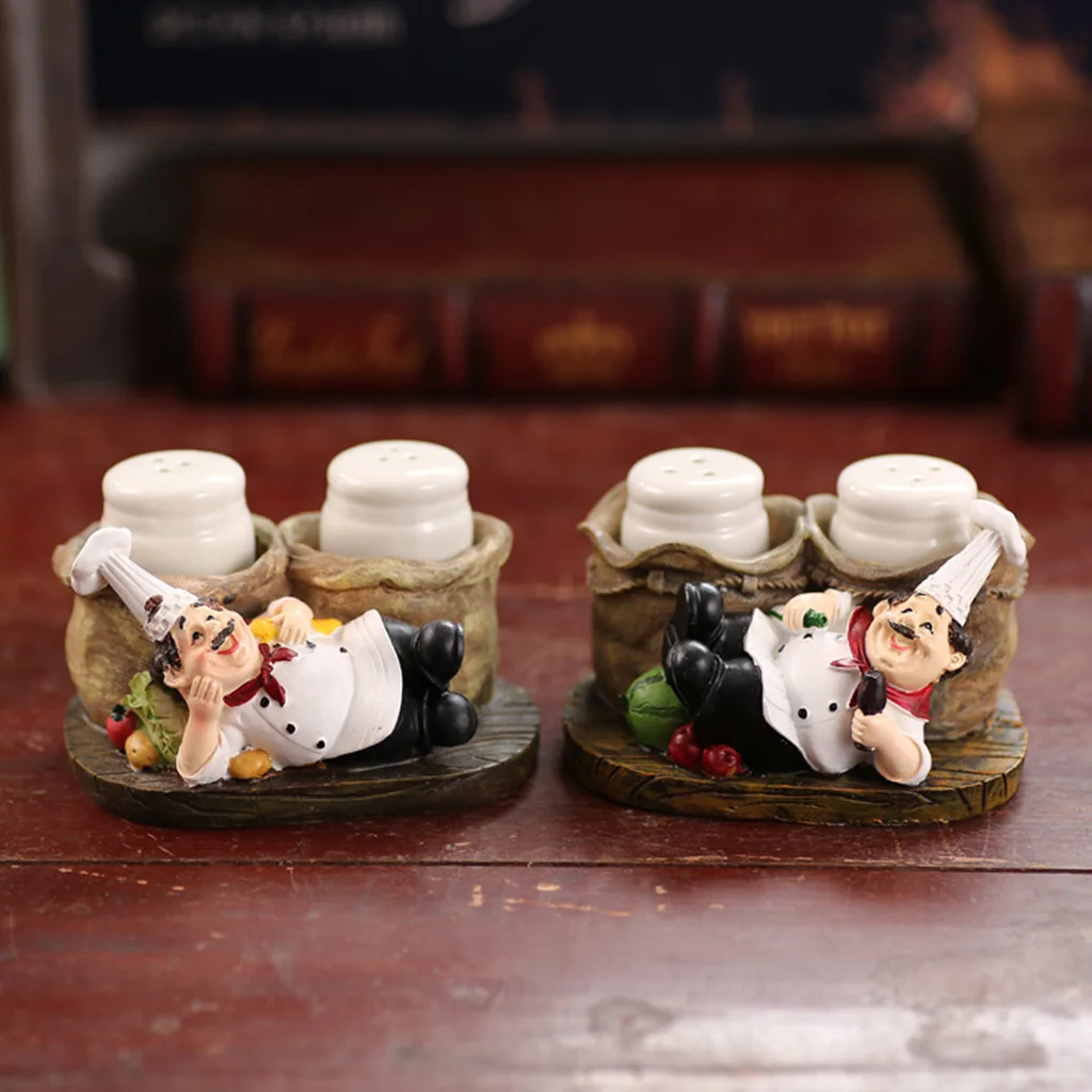 Crafts Chef Statue Salt Pepper Bottle Holder Statue Pepper Bottle Holder
