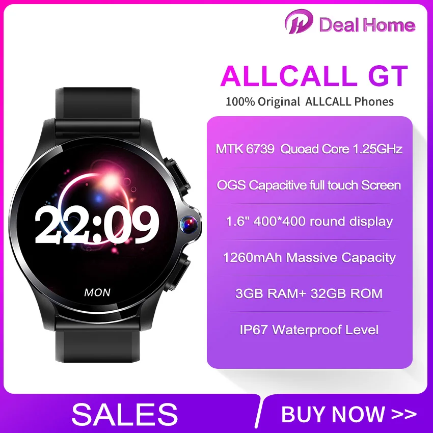 Смарт часы Allcall Awatch GT 1 6 дюйма TFT IPS BT4.0 Face ID двойная камера 3 ГБ 32 аккумулятор 1260 мАч