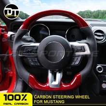 Автомобильный Стайлинг, настраиваемый руль, кожа, углеродное волокно, руль для Mustang-19