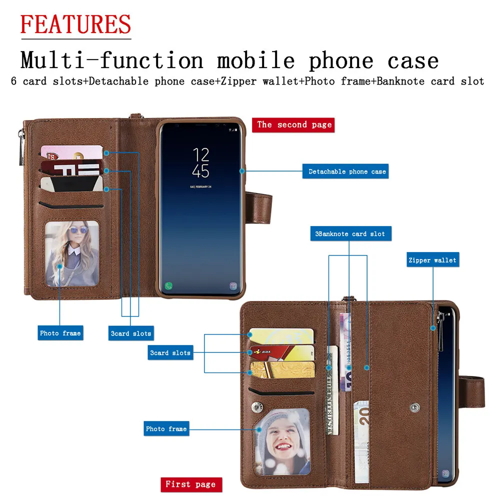 Leather Luxury Wallet Phone Bag Case for Samsung Galaxy S8 S9 S10 Note 10 Plus S10e Note 8 9 Flip Shockproof Book Cover Leather Luxury Wallet Phone Bag Case for Samsung Galaxy S8 S9 S10 Note 10 Plus S10e Note 8 9 Flip Shockproof Book Cover
