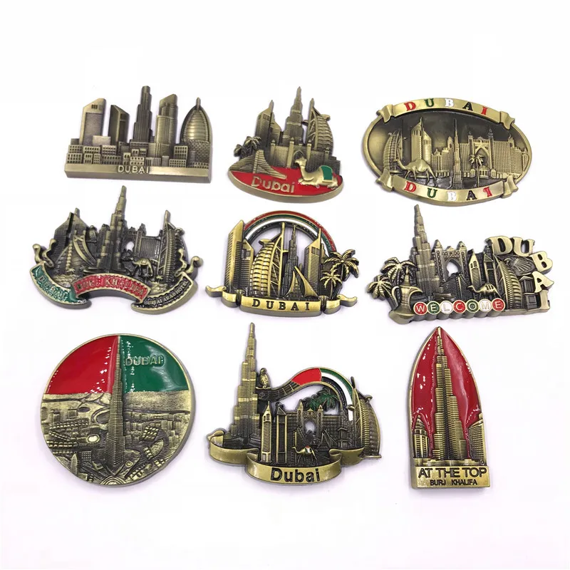 

Dubai Metal Fridge Magnet Magnetic Creative Souvenir Sailing Hotel The Tallest Building UAE Alloy Burj Khalifa