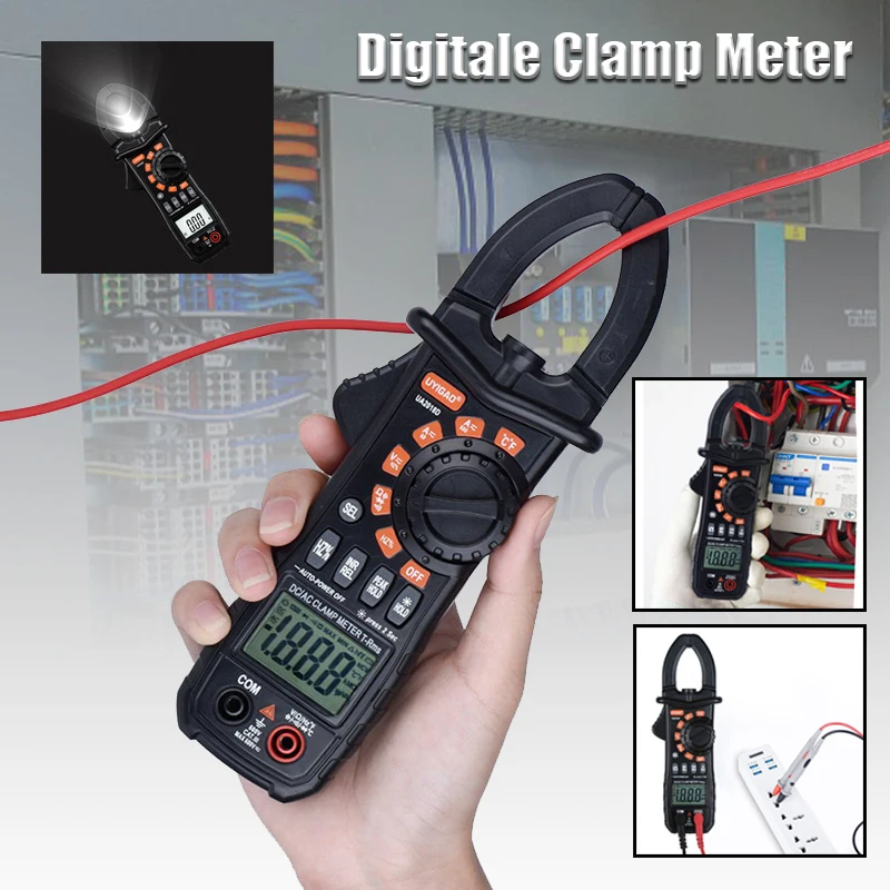 

QHTITEC True RMS Clamp Meter 1mA Plier Ammeter Professional Car Repair Digital Multimeter Current Volt Temp Capacitor Tester