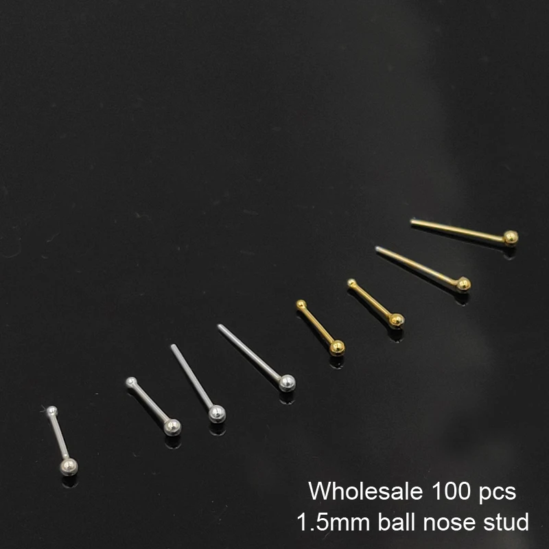 

Wholesale 925 Sterling silver 1.5mm ball nose stud pin classic nostril piercing jewelry 100pcs/lot